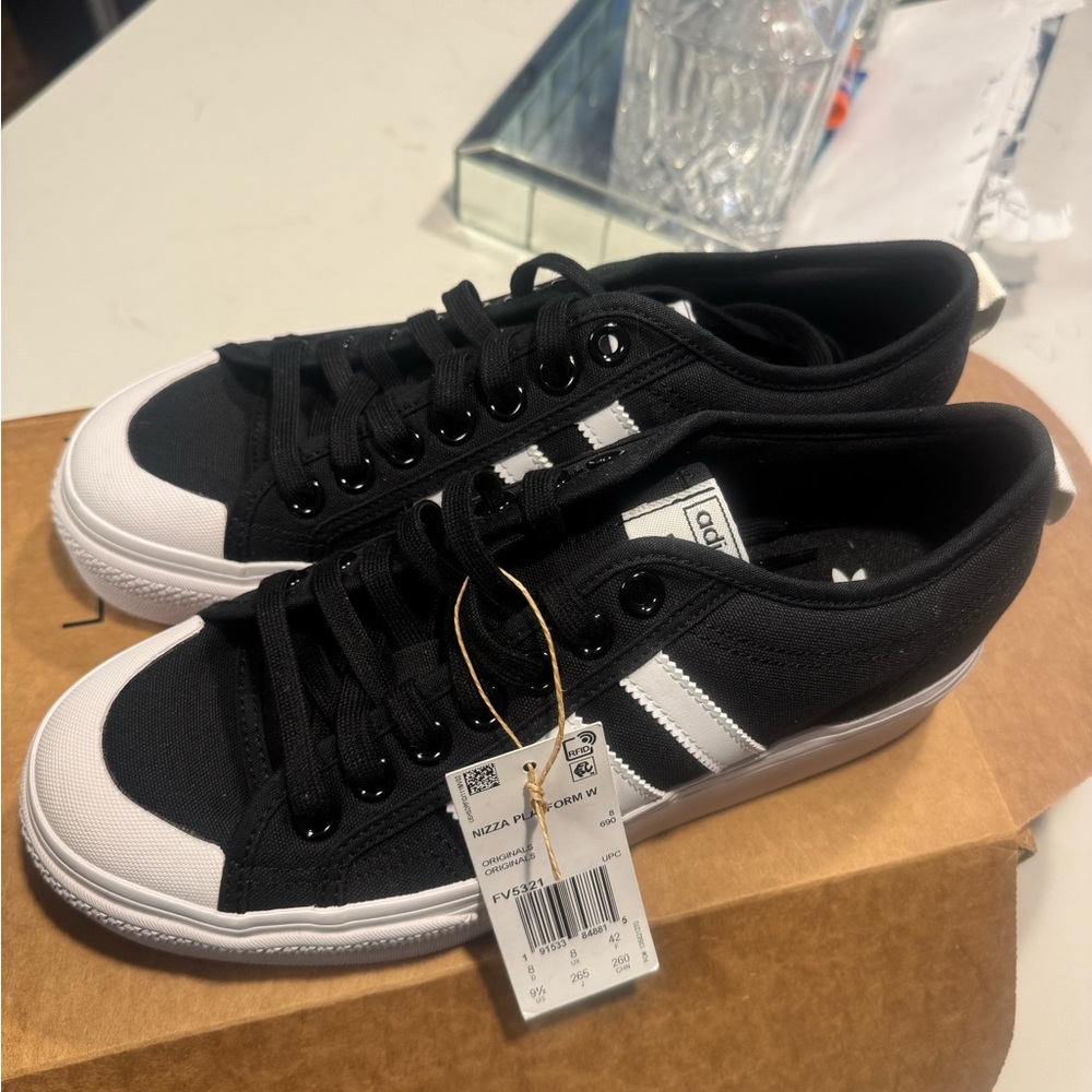 Adidas Black and White Low-Top Sneakers